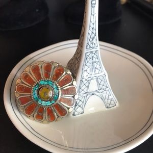 Round bohemian turquoise ring